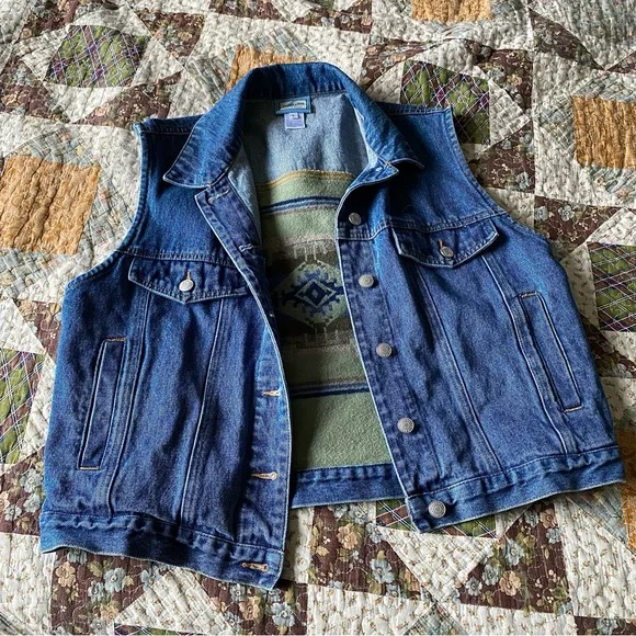 Pendleton Originals Vintage Western green wool denim jean jacket women’s large - Picture 2 of 9